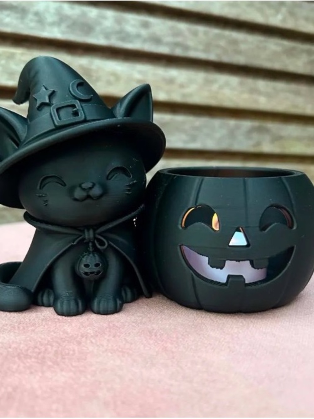Black Witch Cat Halloween Candle Holder - Home Accents